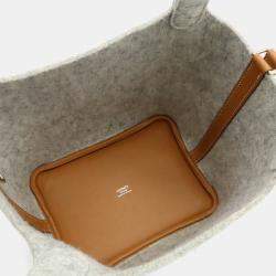 Pre Owned Hermes Picotin Lock Pm Handbag/Tote Bag In Felt  Swift Leather  Gripere Gray  Gold