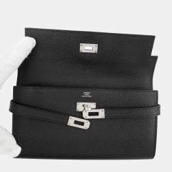 Pre Owned Hermes Kelly Long Black Epson Wallet 