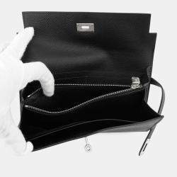 Pre Owned Hermes Kelly Long Black Epson Wallet 