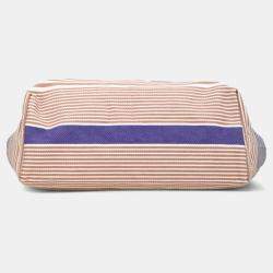 Pre Owned Hermes Sac De Plage New Cabayadere Tote Bag In Ivory  Brown  And Purple Canvas