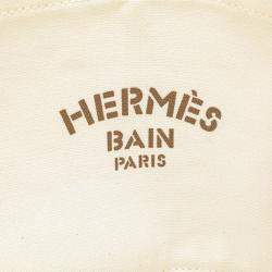Pre Owned Hermes Sac De Plage New Cabayadere Tote Bag In Ivory  Brown  And Purple Canvas