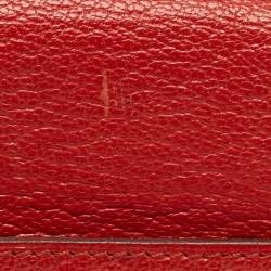 Pre Owned Hermes Rouge Casaque Chevre Mysore Leather Kelly Longue Wallet