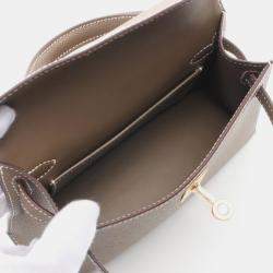 مملوكة مسبقًا Hermes Kelly Mini Etoupe Grey Epsom Leather Shoulder Bag