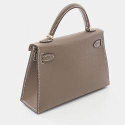 مملوكة مسبقًا Hermes Kelly Mini Etoupe Grey Epsom Leather Shoulder Bag