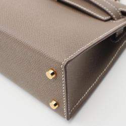 مملوكة مسبقًا Hermes Kelly Mini Etoupe Grey Epsom Leather Shoulder Bag