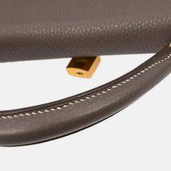 Pre Owned Hermes Etoupe Taurillon Clemence Kelly 32 Retourne 2way Handbag