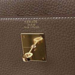Pre Owned Hermes Etoupe Taurillon Clemence Kelly 32 Retourne 2way Handbag