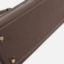 Pre Owned Hermes Etoupe Taurillon Clemence Kelly 32 Retourne 2way Handbag