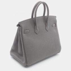 Pre Owned Hermes Birkin 25 Gray Togo Leather Tote Bag