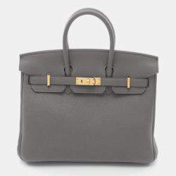 Pre Owned Hermes Birkin 25 Gray Togo Leather Tote Bag