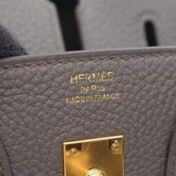 Pre Owned Hermes Birkin 25 Gray Togo Leather Tote Bag