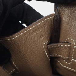 Pre Owned Hermes Birkin 30 Blue Hydra/Etoupe Grey Chevre Leather Tote Bag