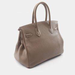 Pre Owned Hermes Birkin 30 Etoupe Grey Togo Leather Tote Bag