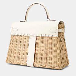 Pre Owned Hermes Kelly Picnic Nata/Natural Swift Leather Willow Size 35