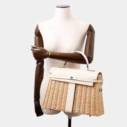 Pre Owned Hermes Kelly Picnic Nata/Natural Swift Leather Willow Size 35