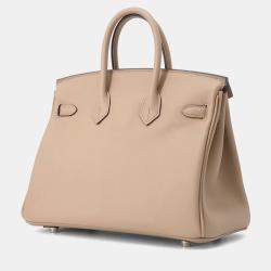 Pre Owned Hermes Birkin Beige Marfa/Gris Pale Swift Leather Size 25