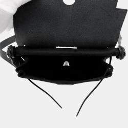 Pre Owned Hermes Herbag Zip Black Toile Military Vache Hunter Leather Mini