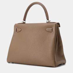 Pre Owned Hermes Kelly Retourne Etoupe Togo Leather Size 28