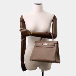 Pre Owned Hermes Kelly Retourne Etoupe Togo Leather Size 28