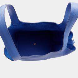 Pre Owned Hermes Picotin Lock 22  Blue Royal Taurillon Maurice Bag