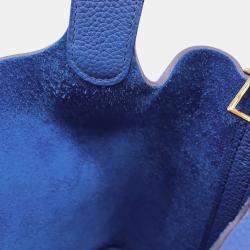 Pre Owned Hermes Picotin Lock 22  Blue Royal Taurillon Maurice Bag