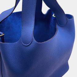 Pre Owned Hermes Picotin Lock 22  Blue Royal Taurillon Maurice Bag