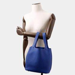 Pre Owned Hermes Picotin Lock 22  Blue Royal Taurillon Maurice Bag