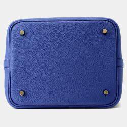 Pre Owned Hermes Picotin Lock 22  Blue Royal Taurillon Maurice Bag