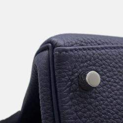 Pre Owned Hermes Kelly Retourne Blue Nuit Togo Leather 28 Handbag