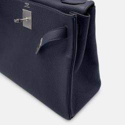 Pre Owned Hermes Kelly Retourne Blue Nuit Togo Leather 28 Handbag
