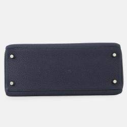 Pre Owned Hermes Kelly Retourne Blue Nuit Togo Leather 28 Handbag