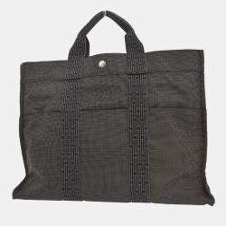 Pre Owned Hermes Herline Gray Canvas Tote