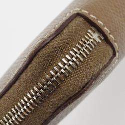 Pre Owned Hermes Etoupe Gray Epsom Azap Zip-Around Long Wallet