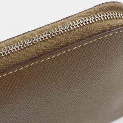 Pre Owned Hermes Etoupe Gray Epsom Azap Zip-Around Long Wallet
