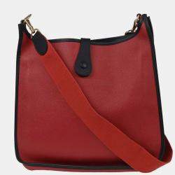 Pre Owned Hermes Evelyne 1 PM Rouge Vif Courchevel  Shoulder Bag