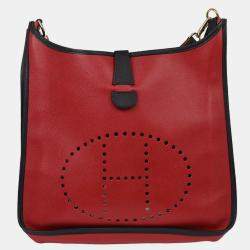 Pre Owned Hermes Evelyne 1 PM Rouge Vif Courchevel  Shoulder Bag