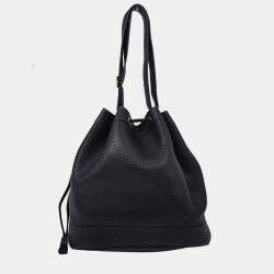 Pre Owned Hermes Market GM Bucket Blue Indigo Taurillon Clemence  Shoulder Bag