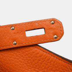 Pre Owned Hermes Orange Taurillon Clemence Jypsiere 34 Shoulder Bag