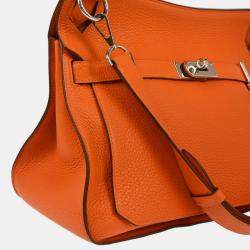 Pre Owned Hermes Orange Taurillon Clemence Jypsiere 34 Shoulder Bag