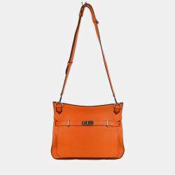 Pre Owned Hermes Orange Taurillon Clemence Jypsiere 34 Shoulder Bag