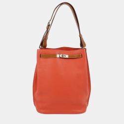 Pre Owned Hermes Rouge Pivoine Taurillon Clemence So Kelly 26 Shoulder Bag