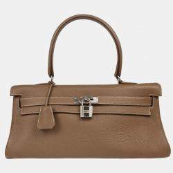Pre Owned Hermes Etoupe Gray Togo Shoulder Kelly Handbag