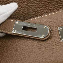 Pre Owned Hermes Etoupe Gray Togo Shoulder Kelly Handbag