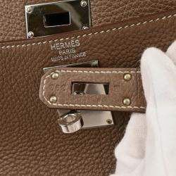 Pre Owned Hermes Etoupe Gray Togo Shoulder Kelly Handbag