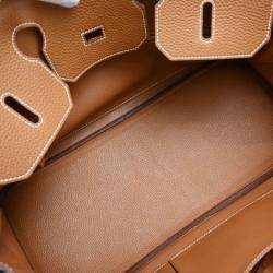 Pre Owned Hermes Gold Taurillon Clemence JPG Shoulder Birkin Handbag