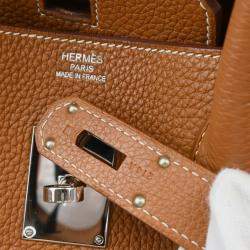 Pre Owned Hermes Gold Taurillon Clemence JPG Shoulder Birkin Handbag