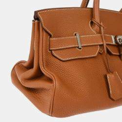 Pre Owned Hermes Gold Taurillon Clemence JPG Shoulder Birkin Handbag