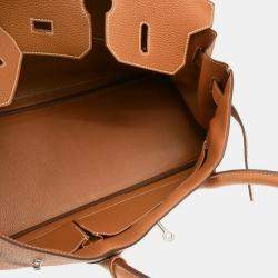 Pre Owned Hermes Gold Taurillon Clemence JPG Shoulder Birkin Handbag