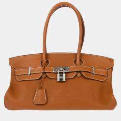 Pre Owned Hermes Gold Taurillon Clemence JPG Shoulder Birkin Handbag