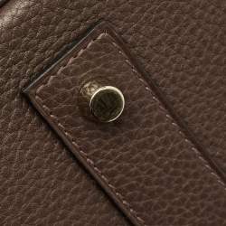 Pre Owned Hermès Chocolat Taurillon Clemence Leather Gold Finish Shoulder Birkin JPG 42 Bag